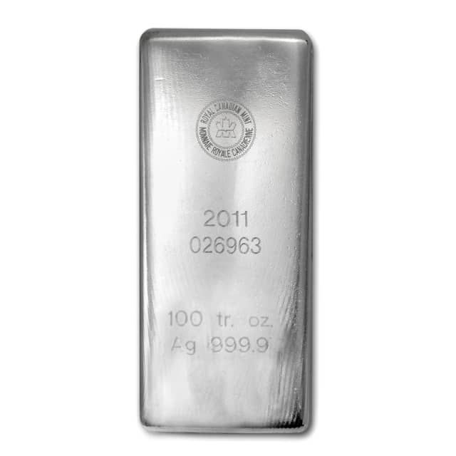 100 oz Silver Bar - Royal Canadian Mint