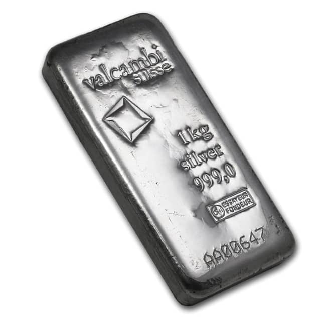 1 Kilo Silver Bar - Valcambi (Cast, w/Assay)